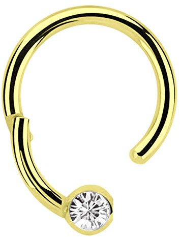 Piercing Ring BCR 316l Stahl Clicker 1,2 mm mit 3 mm Steinkugel in klar