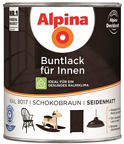 Alpina Buntlack Metalllack 0,75L schokobraun Ral 8017 seidenmatt Innen