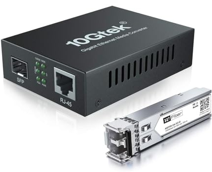 HiFiber 1er-Set 1000Base-SX SFP Gigabit Ethernet Medienkonverter | Inkl. 1000Base-SX Multimode SFP-Transceiver (850nm, bis zu 550m)