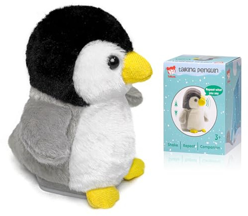 YH YUHUNG Talking Penguin Plush Toy, Repeats What You Say with Funny Voice, Interactive Stuffed Animal with Nodding Head, Cute Mimicry Gift for Kids 3+, Soft Bedside Companion