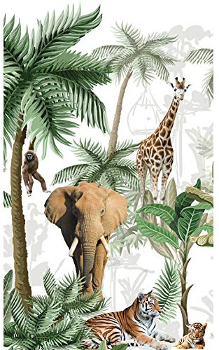 Plage Panorama-Tapete– Kinder Dschungel und Tiere, Paper, Grün, 1,5X 2,5m, 3