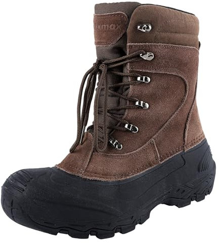 Knixmax Herren Schneestiefel Warme Winterstiefel Wasserdichte Sohlen Wildleder Stiefel Outdoor Boots Braun 44EU