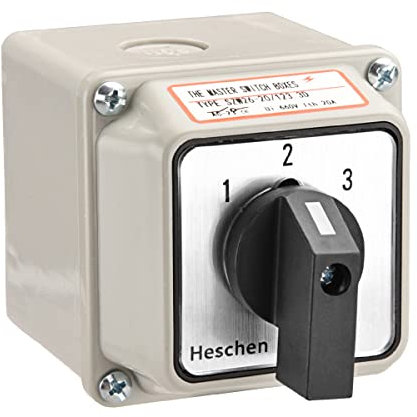 Heschen Universal Rotary Cam Selector Changeover Switch SZW26-20/123.3D 660V 20A 3 Position 3 Phase 12 Terminals, CE with Master Switch Exterior Box LW28-20/4,TUV