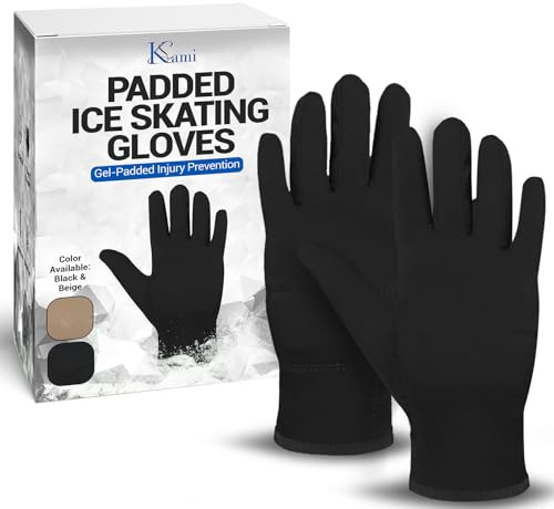 Kami-So Figure Skating Gloves for Competition | Ice Skating Gloves | Gel Wrist Support | Padded Thermal Wear | Figure Skate Practice Gear and Accessories - Medium, Black (Waterproof)
