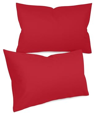 npluseins unifarbene Kissenbezüge im Doppelpack und dezentem Design 1154.1498, ca. 40 x 60 cm, Rot | fein strukturiert, stückgefärbt, verdeckter Reißverschluss, maßstabil, Öko-Tex Standard 100, waschbar bis 60 °C