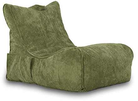 Ecopuf - Flavio puff - Velvet Chaise Longue - Varm puffstol med ficka och handtag - Inomhusfåtölj - Sittsäck med handtag - Material Corduroy - 80x60cm - Grön Sz20