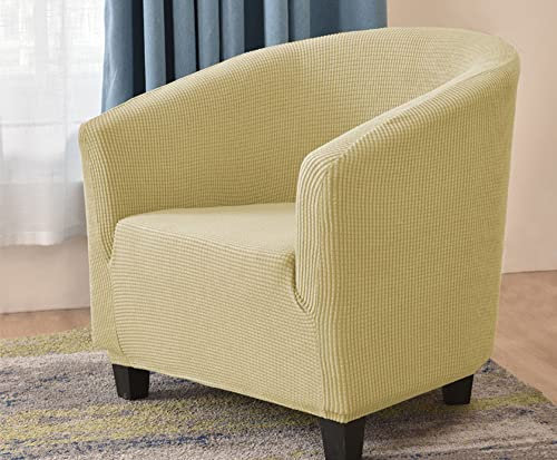 YOPOIY Elegante Volltonfarbe Sesselhusse Super weich Sesselbezug Strecken Cocktailsessel bezug mit Anti-Rutsch-Schaum für Wohnzimmer -gelb-