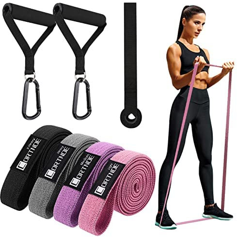 CORTNOE Assisted Pull Up Bands Set - Klimmzugband Set Lang Widerstandsband Fabric Resistance Bands Set mit 10 Fitnessbänder Lang mit Türanker, Griffen