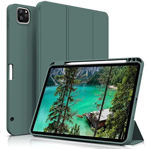 aoub Hülle für iPad Pro 11 Zoll 4./3./2. Generation 2022/2021/2020 | Hülle für iPad Pro 11 mit Stifthalter, Kann Pencil 2 Aufladen, Weiche Silikonhülle, Auto Schlafen/Wachen, Sturzfest, Grün