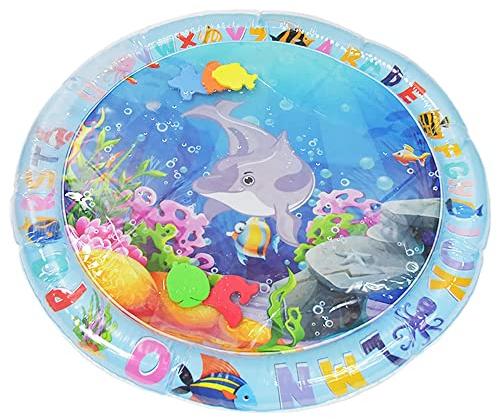 Kögler 89521 - Bunte Wasserspielmatte mit lustigen Tieren, zum Entdecken der Unterwasserwelt, rund ca. 65 cm, aufblasbar, befüllbar, geeignet für Kinder bis 6 Jahren