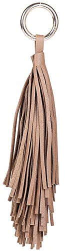 KIMLUD Schlüsselringe Mädchen Leder Quaste Runder Ring Auto Grau Schwarz Beige Schlüsselanhänger Weibliche Taschenanhänger Kleines Geschenk Anhänger