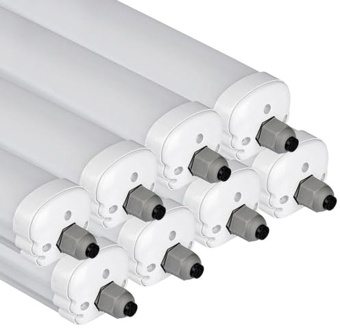 Feuchtraumleuchte LED Kellerleuchte 120cm Deckenlampe Wannenleuchte, 2880lm Kaltweiß 6400K IP65 Feucht- und Nassraum geeignet, 8er Set