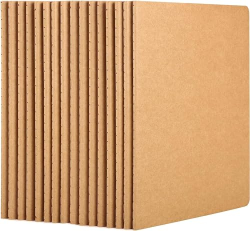 Yarotm Notizblock A5 Liniert 16 Stück -Braun Kraft Notizheft 100GSM Papier