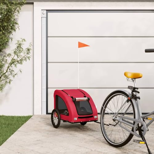 LAPOOH Fahrradanhänger Hunde Rot Oxford-Gewebe und Eisen, Fahrrad Anhänger, Lastenanhänger, Handwagen, Fahrrad-lastenanhänger, Lastenfahrrad