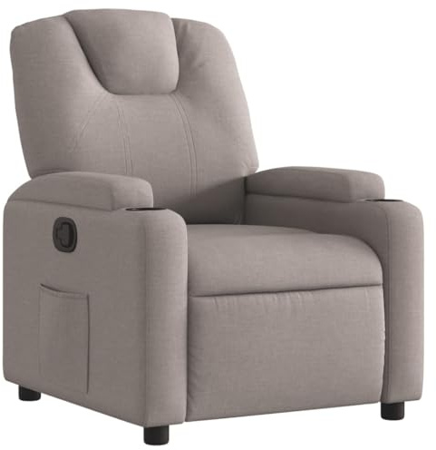 vidaXL Fauteuil Inclinable, Chaise de Relaxation avec Dossier, Siège avec Accoudoirs Rembourrés Salle de Séjour, Moderne, Taupe Tissu