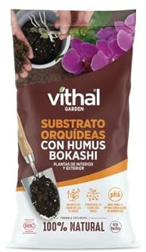 Substrato de Orquideas con Humus bokashi 2 litros - Vithal Garden. Plantas de Interior y Exterior. 100% Natural.
