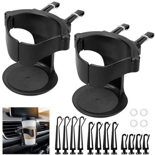 Getränkehalter Auto, 2 Stück Becherhalter Auto für Lüftung, Universell KFZ Verstellbarer Auto Belüftungs Becherhalter, Auto Lüftungshalterung für Kaffeebecher, Getränkedose und Aschenbecher
