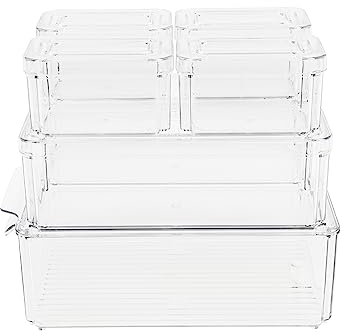 DaiJiubu Armadio refrigerante impilabile, contenitore con coperchio, set da cucina, per dispensa, congelatore, armadio, cassetto, ufficio, impilabile, cucina trasparente