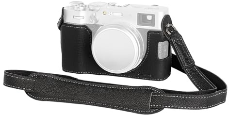 SMALLRIG Half Leather Case Kit X100VI Halbledertasche Set mit Schultergurt, Kamera Halbledertasche im Retro-Stil aus Leder mit Rahmen aus Aluminiumlegierung für FUJIFILM X100VI (Schwarz) - 4700