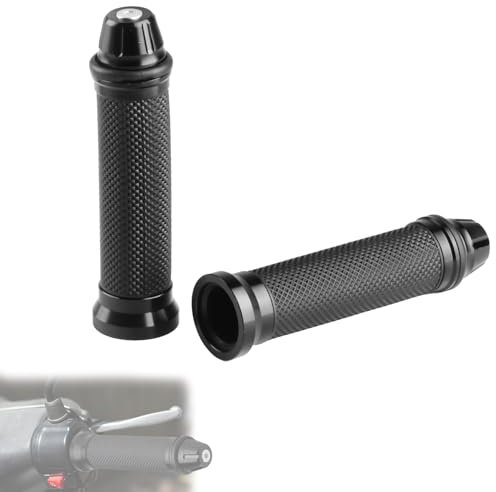 2 Pezzi Manopole Manubrio per Moto, 22mm + 24mm Manopole Universali per Moto, Manopole per Manubrio Antiscivolo in Gomma Alluminio per Scooter Motocross Ciclomotori