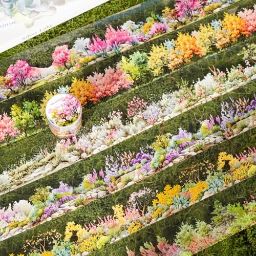 Ta Merry Lot de 6 rouleaux de papier peint esthétique pour scrapbooking plantes et fleurs en PET Washi Tape autocollants pour scrapbooking album photo fournitures journaux bullet journals (Shrubs
