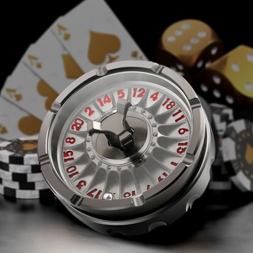 DNDND Dadi D20 per roulette, 50 mm, in metallo D20, con splendida confezione regalo, per giochi da tavolo come Dungeons and Dragons (neri con numeri rossi)