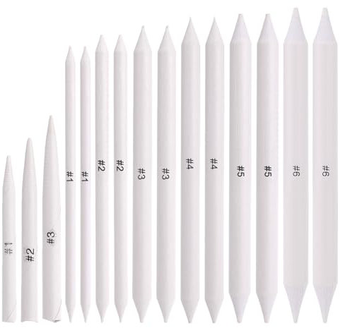 JIYIN 15 Stück Papierwischer Set, Papierwischer für Bleistifte Zeichnen Set Doppelköpfe Papier Stift Radierstift Skizzenzubehör für Abwischen Korrigieren Kunst Zeichnen Kunststudent