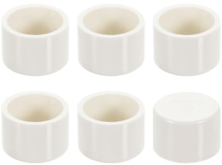 sourcing map 6Pcs PVC Pipe End Cap Fitting, 0.8 Furniture Grade Pipe End Cap Plug Adapter Pipe Plug Socket Fittings for Sewer Drain Pipe Connections, Garden DIY, White