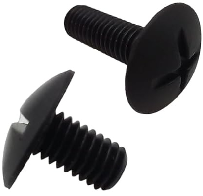 Tornillos de Cabeza de Hongo de Plástico (Nylon 6.6), Trazo de Cruz y Destornillador para Ensamblaje y Montaje, para Uso Industrial y Doméstico - M6X10 - Negro - 20 piezas - Plastic Hardware Store