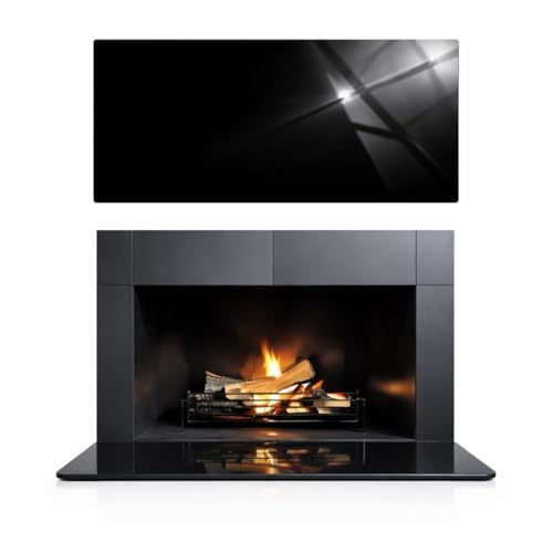 TMK ArtDeko Glasbodenplatte für Kaminofen – Hochwertige ESG-Funkenschutzplatte in Schwarz - 52x35 cm
