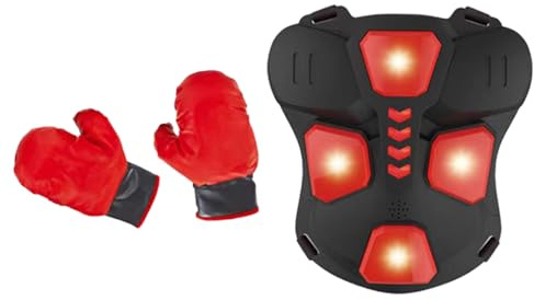 Barnboxmagblock – LED-upplyst musikalisk stansjacka med handskar, kickboxning och MMA bröstskydd; rolig träningsutrustning för och flickor i åldern 3 till 8 år, pe