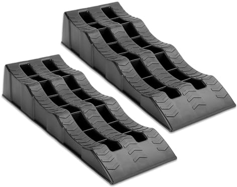 CROWNSHOP 2PCS Car Ramps 4 Ton Car Ramps Heavy Duty Polypropylene Plastic Loading Access Ramp Lift Low Profile Vehicles for Cars Campervan Van Vehicle