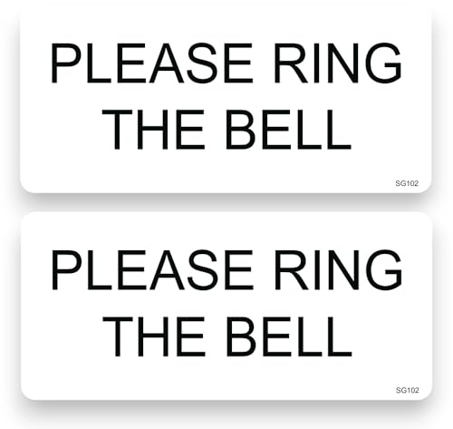 2 PACK - Sticker Gold - Small Subtle 9cm White Please Ring Bell Stickers - Self Adhesive, Sign, Notice, Door Knocker, Decal Upvc Composite SG102