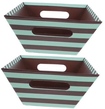 Gatuida 2pièces Lot De Plateaux à Collation Papier Paniers à Aliments Rayés Avec Poignée Pour Pain Friandises Apéritifs Et Pique-