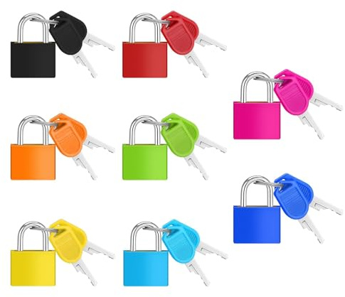 Bajiuxhfei 8 Piezas Candado Colores Con Llave, Colorido Candado, Cerradura de Equipaje Multicolor, Pequeño Candado Llave, Mini Cerradura de Maleta, para Viajes Maleta Mochila Gimnasio Archivadores