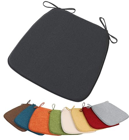 PLCIVSA Stuhlkissen Halbrund 38×35/40×38/42×40cm Leinen Sitzpolster mit Memory-Schaum Sitzauflage Sitzpolster rutschfest Waschbare Abnehmbar,für Indoor/Outdoor,Küche,Büro(A9,1pc：38x35cm/15x14in)