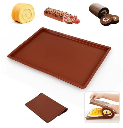 Silikon Backmatte, Dauerbackmatte Für Backofen Und Backblech, 37,5 X 30 X 1,8 Cm, Ideal Für Kuchenrollen, Teig Und Pizza, Vielseitig Einsetzbar in Jeder Küche