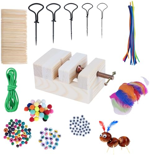 Lixstyea Kastanienbohrer Set mit Kastanienhalter - Kastanien Bastelset Kinder, 1,5-5 mm Bohrer Kastanien, Kastanienset zum Basteln mit Kastanien, Kastanien-Basteln mit Spitztüten
