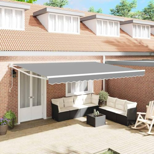 QJBSAVVA Weiße Gelenkarmmarkise 5 x 3 m aus Metall und UV beständigem Polyester mit Fernbedienung Modernes Design & Robuster Rahmen für Balkon Garten Terrasse