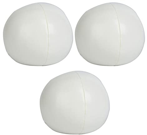 Kukyller Palline da giocoliere, Kit di Palline da giocoliere in PU da 3 Pezzi da 2,5 Pollici Set da Giocoleria per Principianti e Professionisti con Borsa a Rete (Bianco)
