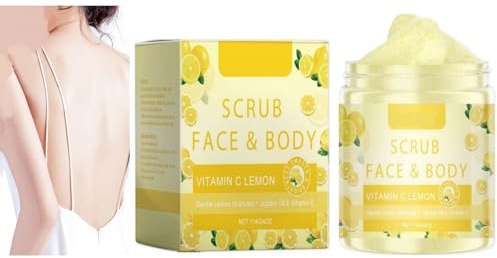 Vitamin C Lemon Face & Body Scrub - Sanftes Peeling mit Jojobaöl, aufhellend und feuchtigkeitsspendend, tiefenreinigend, für seidig glatte Haut, reduziert abgestorbene, trockene Haut (1PCS)