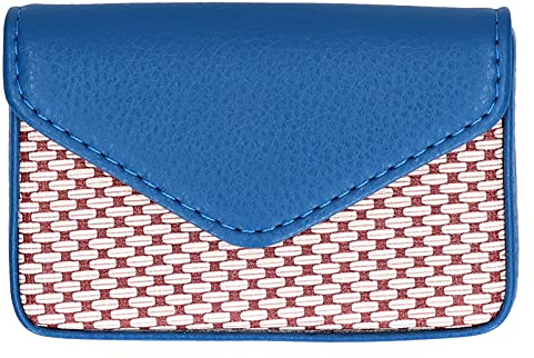 Adfaga Visitenkartenetui, PU-Leder, Kreditkartenetui, Ausweis-Geldbörse, stilvoller tragbarer Organizer, Reisende, Männer und Frauen, 10,2 x 6,6 x 1,3 cm, Schwarz (Blau)