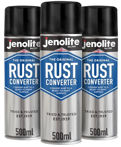 JENOLITE Convertisseur de Rouille Spray | 3 x 500ml | Traitement Antirouille pour Métal | Antirouille Carrosserie | à Base d'Époxy Convertisseur de Rouille