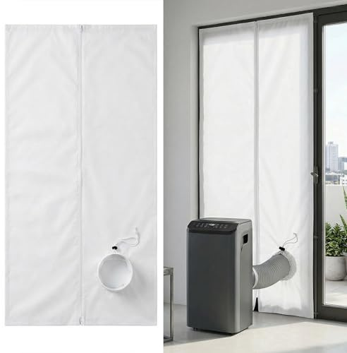 Oziral Kit Sellado Ventana Aire Acondicionado 120x240cm + 8M Cinta Adhesiva – Kit Ventana Aire Acondicionado Portátil con Ojal de Cordoncillo para Kit Puerta Corredera Aire Acondicionado Portátil