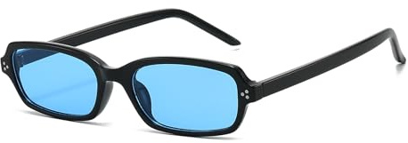 LJCZKA Gafas de Sol Rectangulares Retro para Mujer Hombre Vintage Gafas Pequeñas Estrechas Años 90 Protección UV400