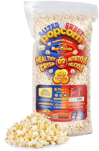 MacCorns - Salted & Sweet Popcorn Mix - 2.7kg Bulk Pack - Freshly Popped Signature Popcorn - Serves up to 60 Guests - Ideal For Parties, Events & Large Gatherings - Allergen FREE !