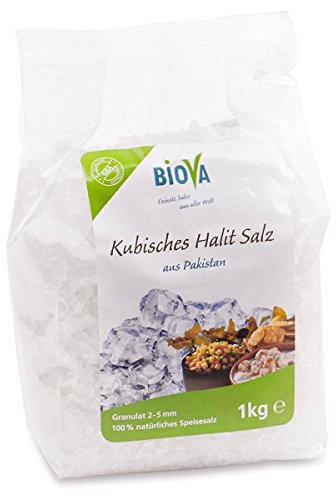 Biova Kubisches Halit Salz, Granulat, 3-5 mm 1kg [Salzmühlen-Salz]