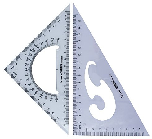 HAND il 2020 Medium Professional Disegno Grafico Triangoli con 30/60 e 45/90 Gradi, goniometro e Curva Francese - 17 cm e 17 cm - Set di 2