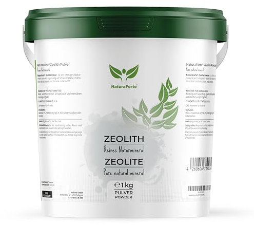 NaturaForte Zeolith Pulver 1 kg - Klinoptilolith 92%, Vulkanerde extra fein gemahlen in Premium Qualität, ohne Zusätze, Reines & naturbelassenes Vulkangestein