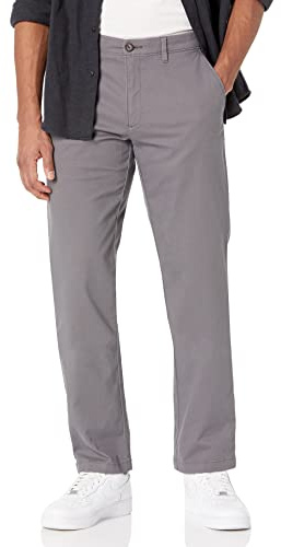 Amazon Essentials Herren Legere Stretch-Chinohose mit gerader Passform, Dunkelgrau, 40W / 32L